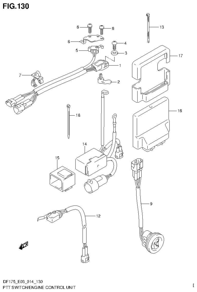Suzuki DF175ZG PTT SWITCH/ENGINE CONTROL UNIT (DF150Z E03) parts diagram